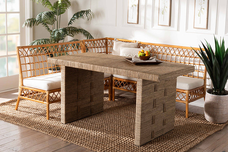 Marlisa Honey Rattan 4Pc Dining Nook Set Baxton