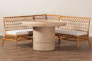 Milligan Honey Rattan 4Pc Dining Nook Set Baxton