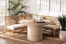 Milligan Honey Rattan 4Pc Dining Nook Set Baxton