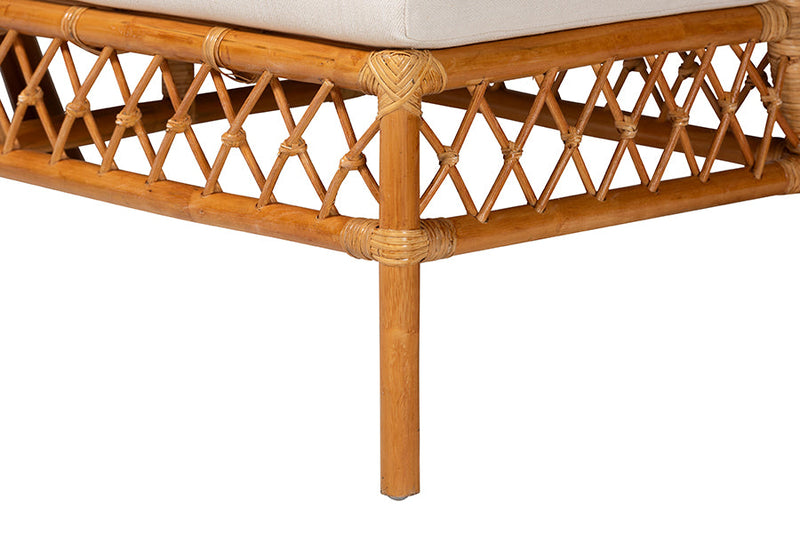 Ayla Honey Rattan 3-Piece Dining Nook Banquette Set Baxton