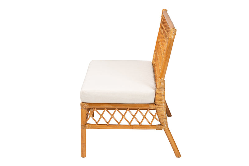 Ayla Modern Bohemian Honey Rattan Dining Bench