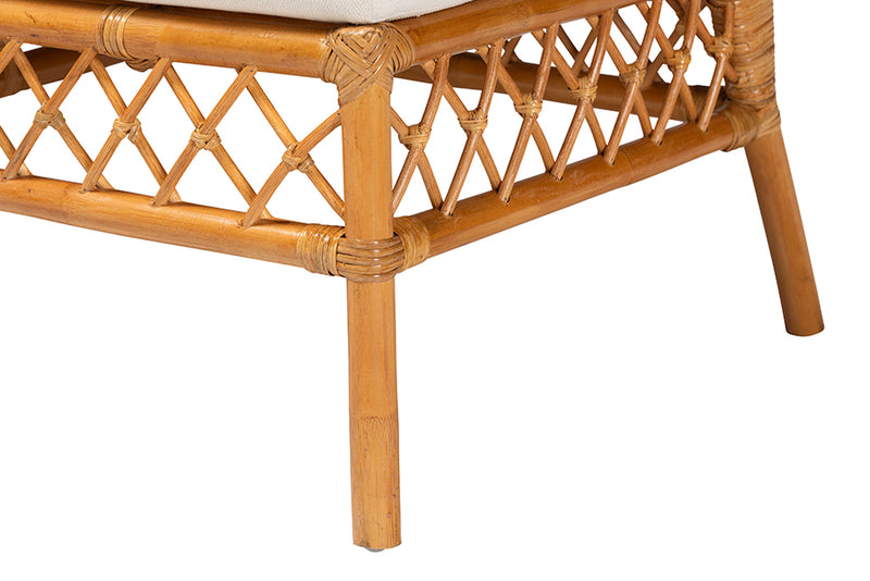 Ayla Modern Bohemian Honey Rattan Dining Bench