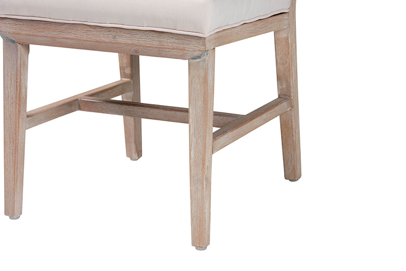 Karima Modern Bohemian White Washed Mahogany Wood Dining Chair