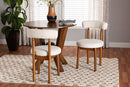 Daymond Modern Japandi Cream Boucle Fabric and Walnut Brown 2Pc Chair Set Baxton