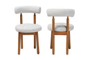 Daymond Modern Japandi Light Gray Boucle Fabric and Walnut Brown 2Pc Chair Set Baxton