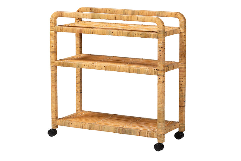 Utari Modern Bohemian Natural Rattan Kitchen Cart