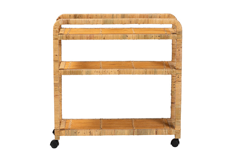 Utari Modern Bohemian Natural Rattan Kitchen Cart