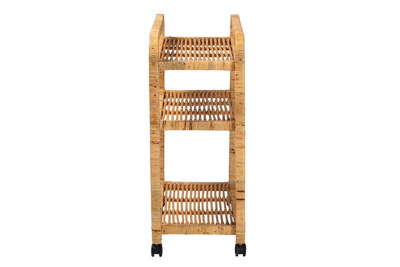 Utari Modern Bohemian Natural Rattan Kitchen Cart