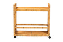 Dorthy Natural Brown Rattan and Teak Wood 2-Tier Kitchen Cart Baxton