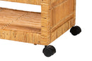 Dorthy Natural Brown Rattan and Teak Wood 2-Tier Kitchen Cart Baxton