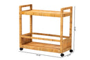 Dorthy Natural Brown Rattan and Teak Wood 2-Tier Kitchen Cart Baxton