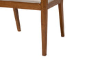 Scarlett Japandi Beige Fabric and Walnut Brown 2Pc Arm Chair Set w/Woven Rattan Baxton