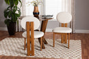 Elettra Modern Japandi Cream Boucle Fabric and Walnut Brown 2Pc Dining Chair Set Baxton