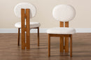 Elettra Modern Japandi Cream Boucle Fabric and Walnut Brown 2Pc Dining Chair Set Baxton