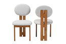 Elettra Modern Japandi Light Gray Boucle Fabric and Walnut Brown 2Pc Chair Set Baxton