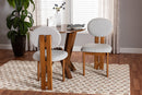Elettra Modern Japandi Light Gray Boucle Fabric and Walnut Brown 2Pc Chair Set Baxton