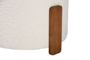 Lana Modern Japandi Cream Boucle Fabric and Walnut Brown Ottoman Footstool Baxton