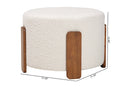 Lana Modern Japandi Cream Boucle Fabric and Walnut Brown Ottoman Footstool Baxton