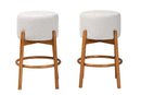 Cantara Japandi Light Gray Boucle Fabric and Walnut Brown 2Pc Bar Stool Set Baxton