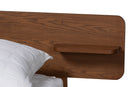 Paris Walnut Brown Queen Size Platform Bed w/Built-in Shelf Baxton
