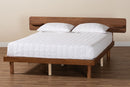 Paris Walnut Brown Queen Size Platform Bed w/Built-in Shelf Baxton