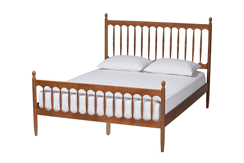 Everette Retro-Modern Walnut Brown Finished Wood Queen Size Platform Bed