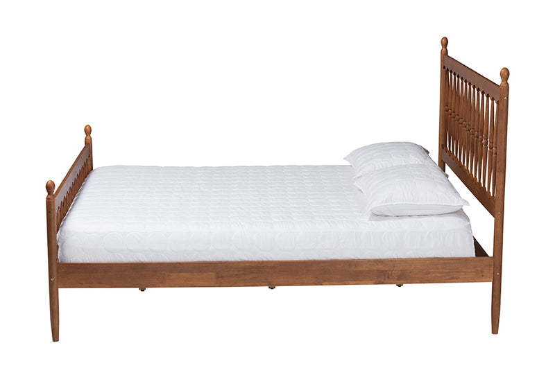 Everette Retro-Modern Walnut Brown Finished Wood Queen Size Platform Bed