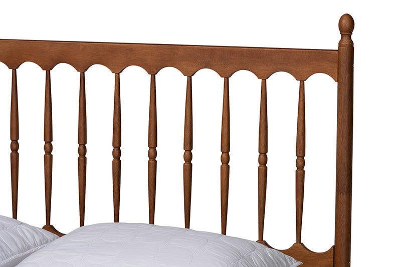 Everette Retro-Modern Walnut Brown Finished Wood Queen Size Platform Bed
