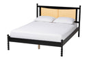 Giancarlo Black Wood Queen Size Platform Bed w/Woven Rattan Baxton