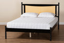 Giancarlo Black Wood Queen Size Platform Bed w/Woven Rattan Baxton