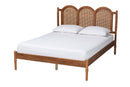 Genet Walnut Brown Queen Size Platform Bed w/Woven Rattan Baxton