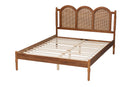 Genet Walnut Brown Queen Size Platform Bed w/Woven Rattan Baxton