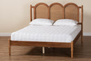 Genet Walnut Brown Queen Size Platform Bed w/Woven Rattan Baxton