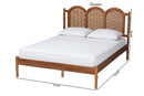 Genet Walnut Brown Queen Size Platform Bed w/Woven Rattan Baxton
