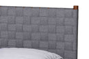 Sacramento Gray Woven Fabric and Walnut Brown Wood Queen Size Platform Bed Baxton