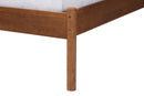 Sacramento Gray Woven Fabric and Walnut Brown Wood Queen Size Platform Bed Baxton