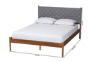 Sacramento Gray Woven Fabric and Walnut Brown Wood Queen Size Platform Bed Baxton