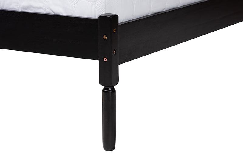 Marcena Black Queen Size Platform Bed w/Woven Rattan Baxton