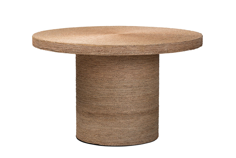 Dori Modern Bohemian Natural Brown Seagrass and Wood Dining Table