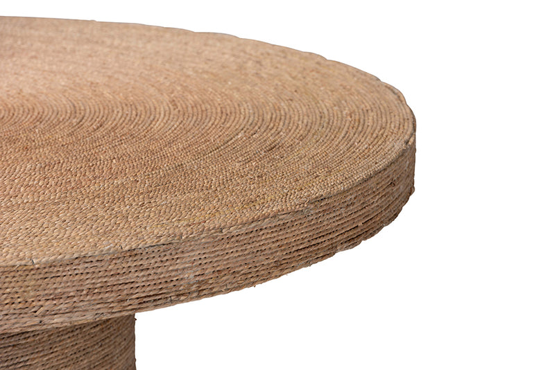 Dori Modern Bohemian Natural Brown Seagrass and Wood Dining Table