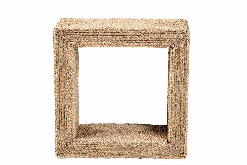 Acelin Natural Brown Seagrass and Wood End Table Baxton
