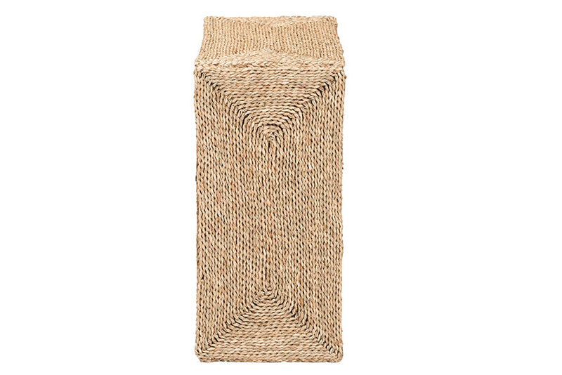Acelin Natural Brown Seagrass and Wood End Table Baxton