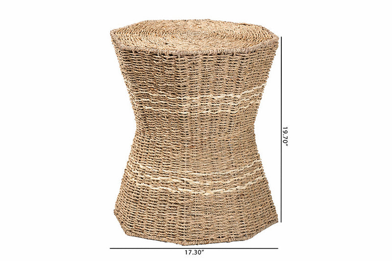 Halian Natural Brown Seagrass End Table Baxton