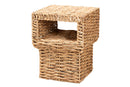 Pauline Natural Brown Seagrass and Wood End Table Baxton