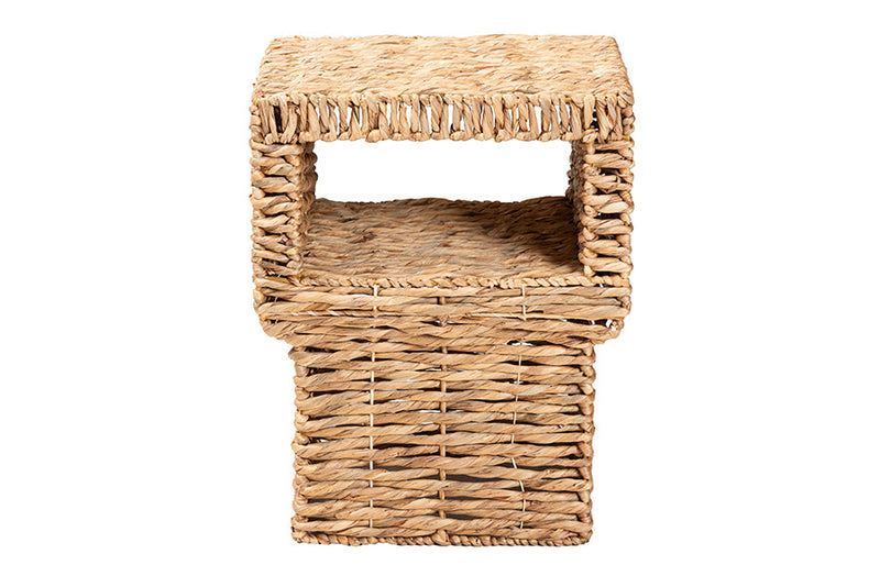 Pauline Natural Brown Seagrass and Wood End Table Baxton