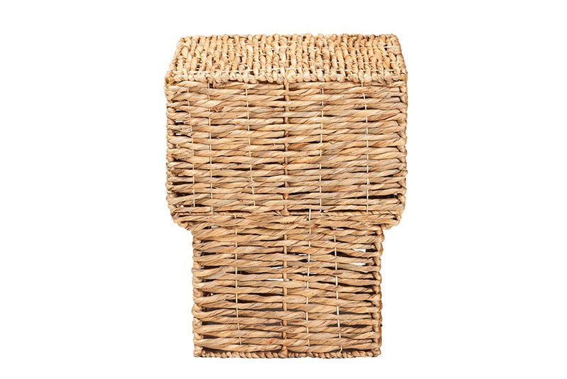 Pauline Natural Brown Seagrass and Wood End Table Baxton