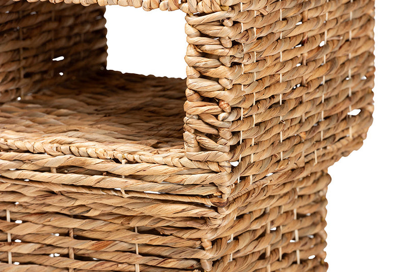 Pauline Natural Brown Seagrass and Wood End Table Baxton