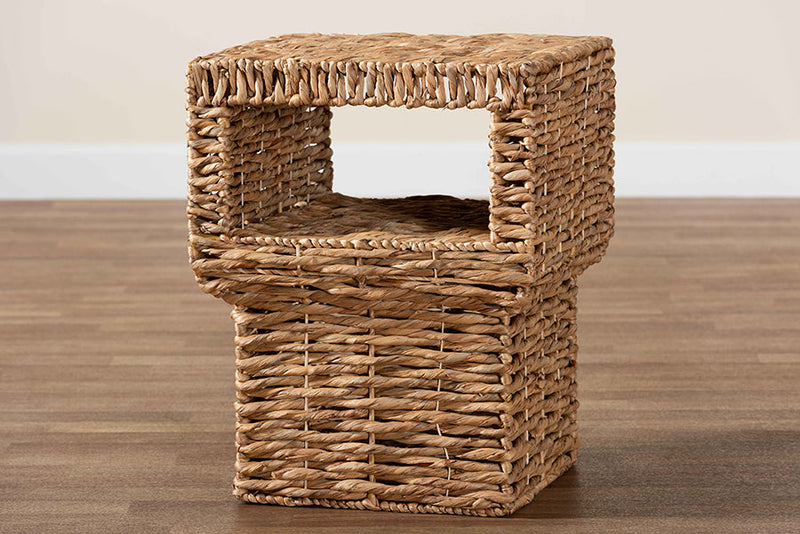 Pauline Natural Brown Seagrass and Wood End Table Baxton