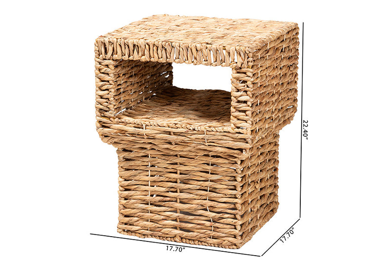 Pauline Natural Brown Seagrass and Wood End Table Baxton