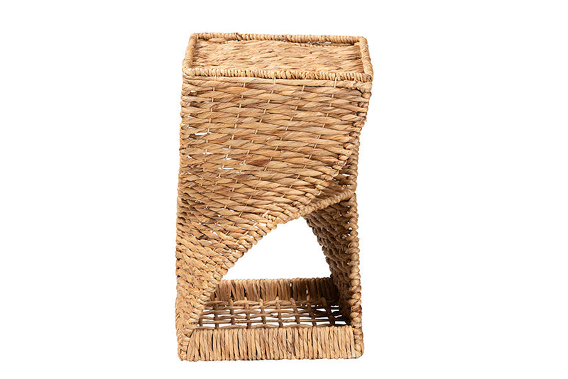 Jennifer Natural Brown Seagrass and Wood End Table Baxton